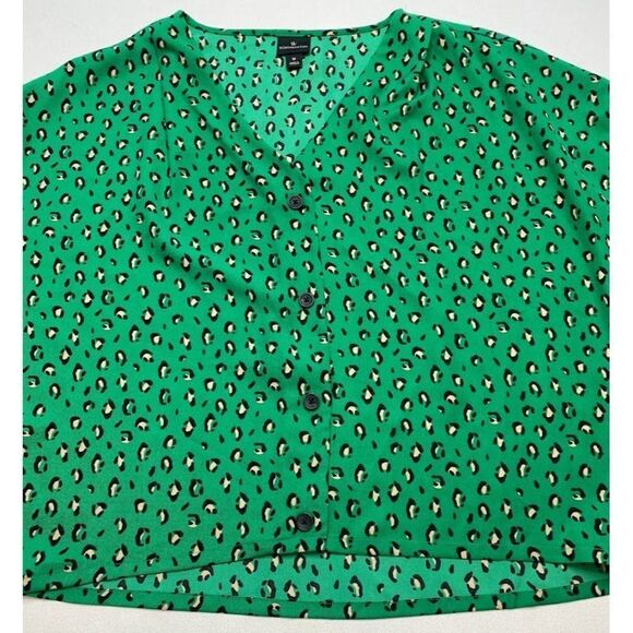Worthington Green Animal Print Dolman Sleeve Crop Top Sz Medium - Picture 5 of 8